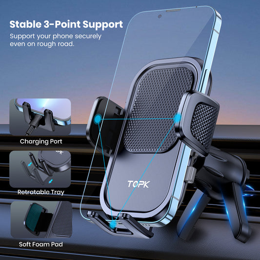 🔥 Phone Holders for Car with Newest Metal Hook Clip, Air Vent Cell Phone Car Mount, Sucker Windshield Phone Mount Fit Fixing Foot Hook Hands Free Universal Automobile Hook for All Smartphones 🔥