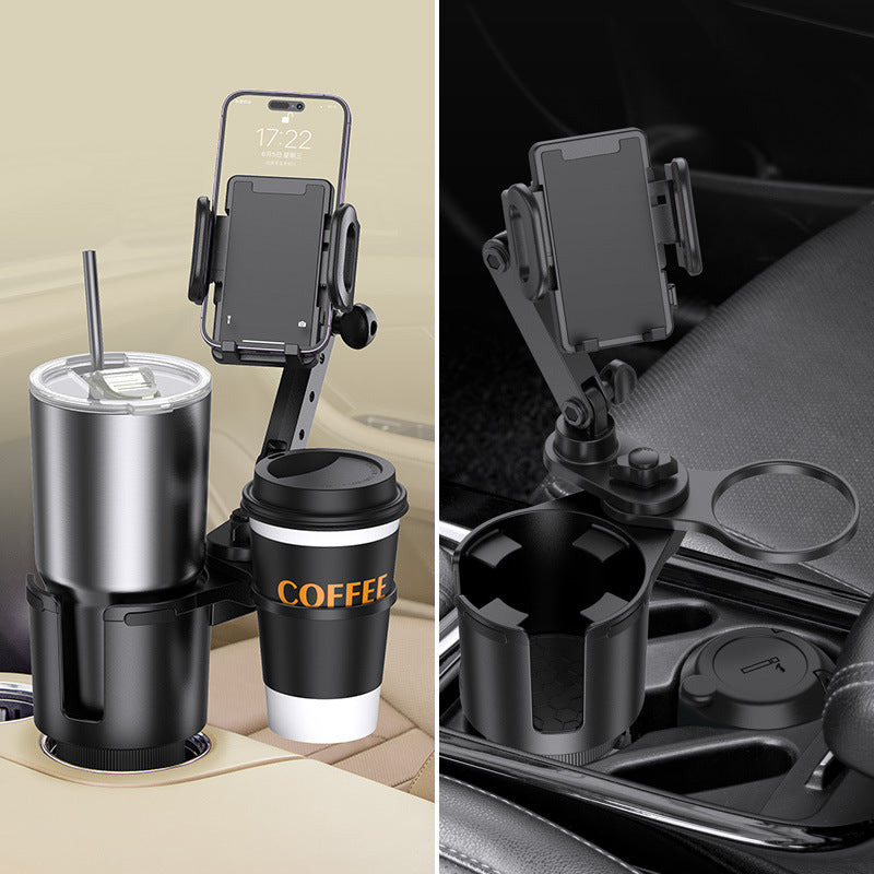 👍 Car Cup Holder Expander Adjustable Base with Phone Mount 360° Rotation Big Cup Holder Cell Phone Holder for Car Compatible with iPhone All Smartphones✨