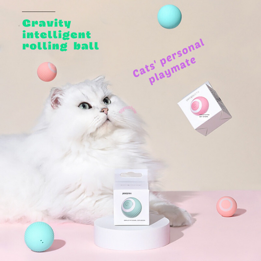 💖 Smart Automatic Rolling Ball Interactive Cat Toys Ball with LED Lights, 2 Modes Pet Rolling Ball Intelligent 360° Automatic Rolling Cat Toys with Type-C Charge 🔥