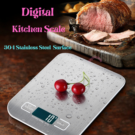 🔥 Mini Food Scale, Digital Kitchen Scale, 304 Stainless Steel, 1g/0.1oz Precise Graduation Weight in Grams and Ounces for Baking, Cooking, and Meal Prep, LCD Display🔥