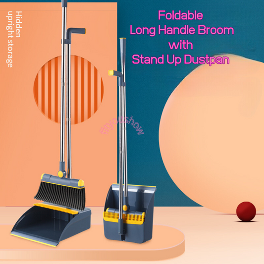 ✨Broom and Dustpan Set for Home Long Handle Broom with Stand Up Dustpan Combo Set for Office Home Kitchen Lobby Floor Use Dust pan and Broom Set✨